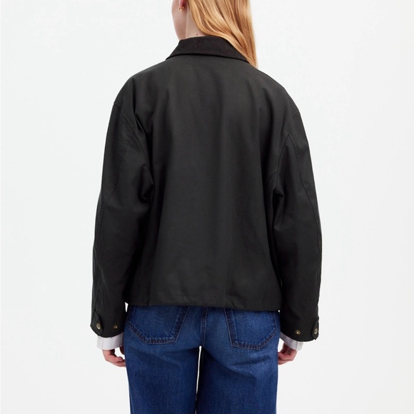 Madewell x Alpha Industries $265 Waxed Cotton Car Coat Black Size S NS730 - Picture 4 of 10